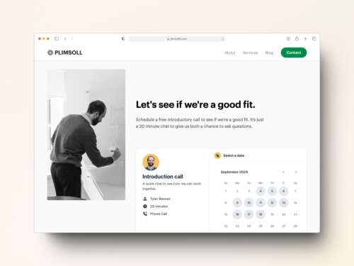 The Contact page of the Plimsoll website as viewed on a desktop.